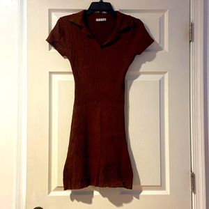 Stretchy Body Hugging Cute Brown Dress